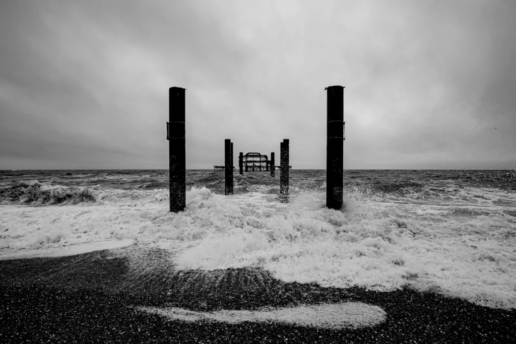 brighton west pier, brighton, hove, sussex, united kingdom, east dean, rottingdean. seven sisters, 7sisters, street photography , landscape photography, bw, belle tout, birling gap, south down national park, brighton photo walk